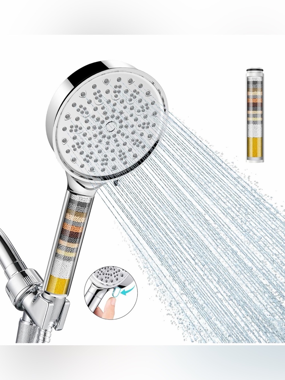 Chrome 6 Spray Filtered Handheld Shower Head
